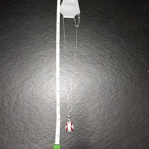*Sale* Sparkly Red & White Baseball Necklace - Picture 3 of 4
